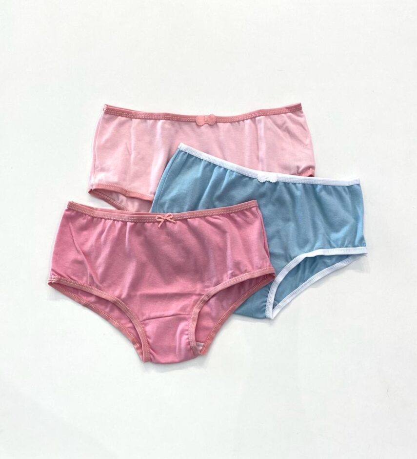 fernandaramoskids com br Kit Calcinha Infantil Feminina Rosa e Azul com Lacinho2