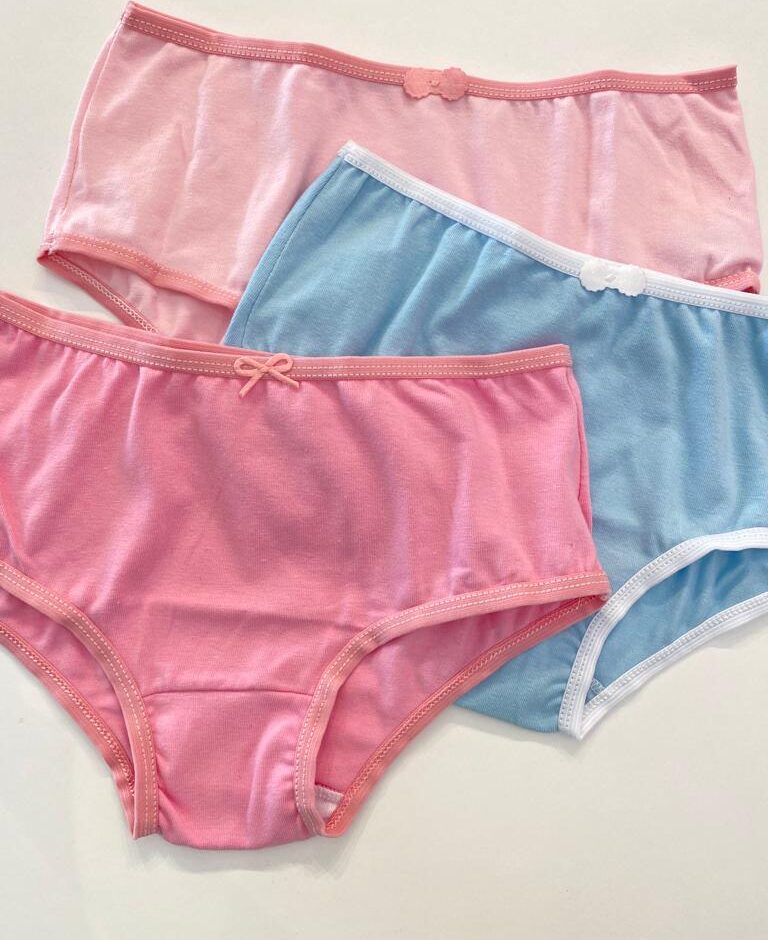 fernandaramoskids com br Kit Calcinha Infantil Feminina Rosa e Azul com Lacinho3