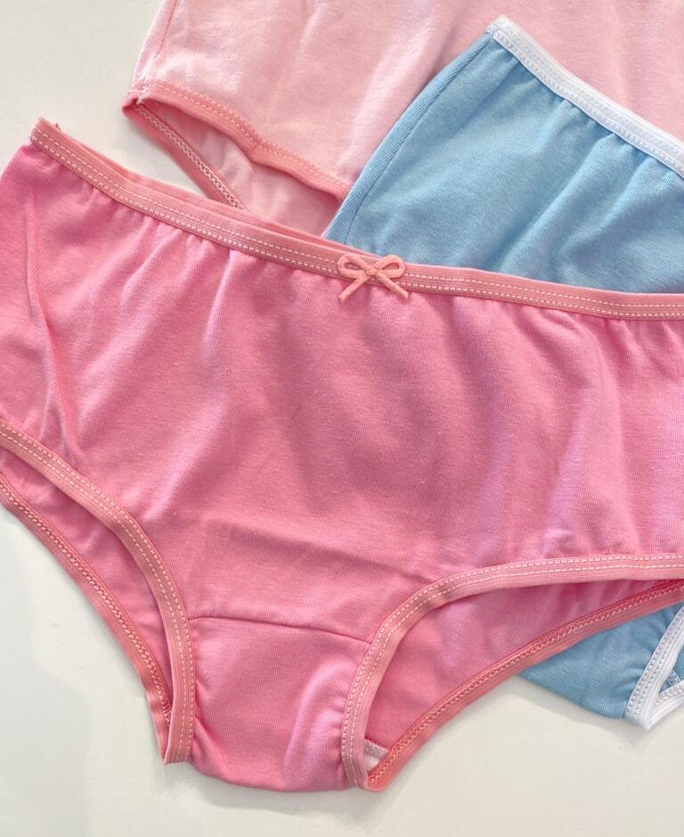 fernandaramoskids com br Kit Calcinha Infantil Feminina Rosa e Azul com Lacinho4