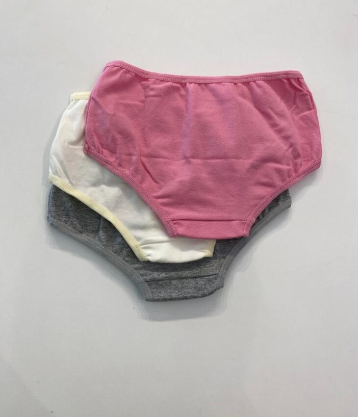 fernandaramoskids com br Kit Calcinha Infantil Feminina Rosa, Off White e Cinza com Lacinho4