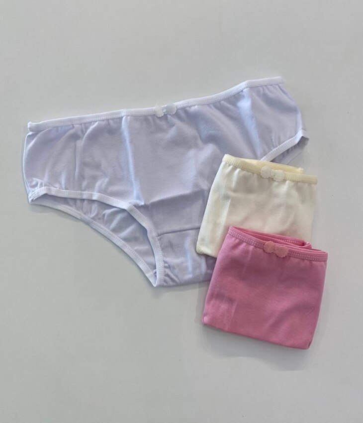 Kit com 3 Calcinhas Infantil Feminina Coloridas Fernanda Ramos Kids