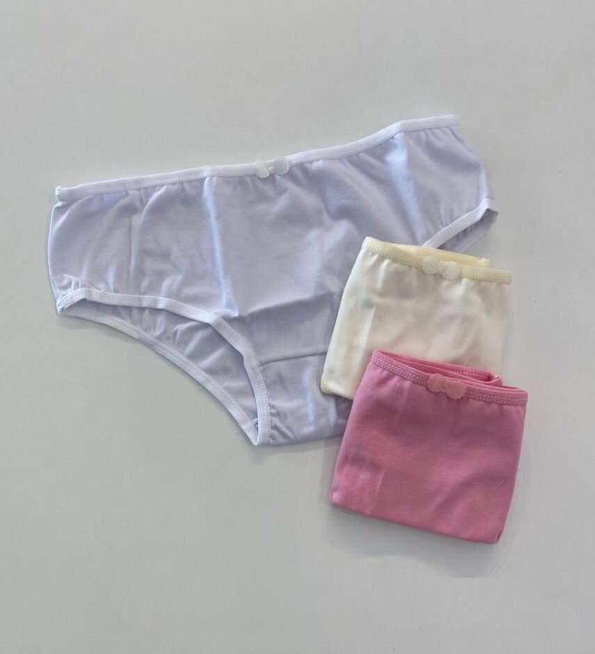 Kit com 3 Calcinhas Infantil Feminina Coloridas Fernanda Ramos Kids