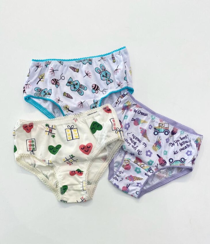 fernandaramoskids com br Kit com 3 Calcinhas Infantil Feminina Estampadas3