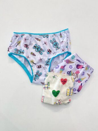 Kit com 3 Calcinhas Infantil Feminina Estampadas Fernanda Ramos Kids