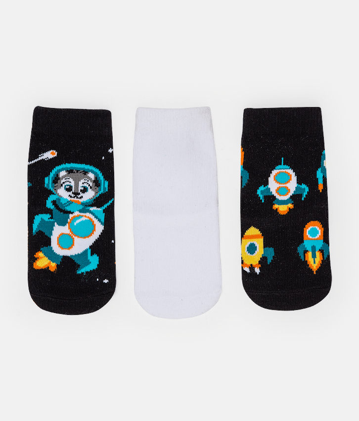 Kit Meia Infantil Masculina Tripack Foguete Fernanda Ramos Kids