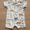 Macaquinho Infantil Masculino Manga Curta Off White Estampado Fernanda Ramos Kids