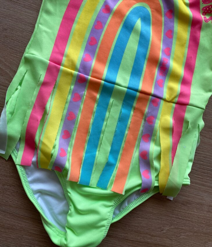 fernandaramoskids com br Maiô Regata Infantil Feminino Verde Neon Arco Íris1