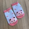 fernandaramoskids com br Meia Infantil Feminina Antiderrapante Branca com Gatinha Rosa2