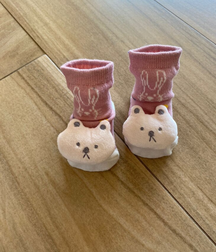 fernandaramoskids com br Meia Infantil Feminina Antiderrapante Rosé com Bichinho1