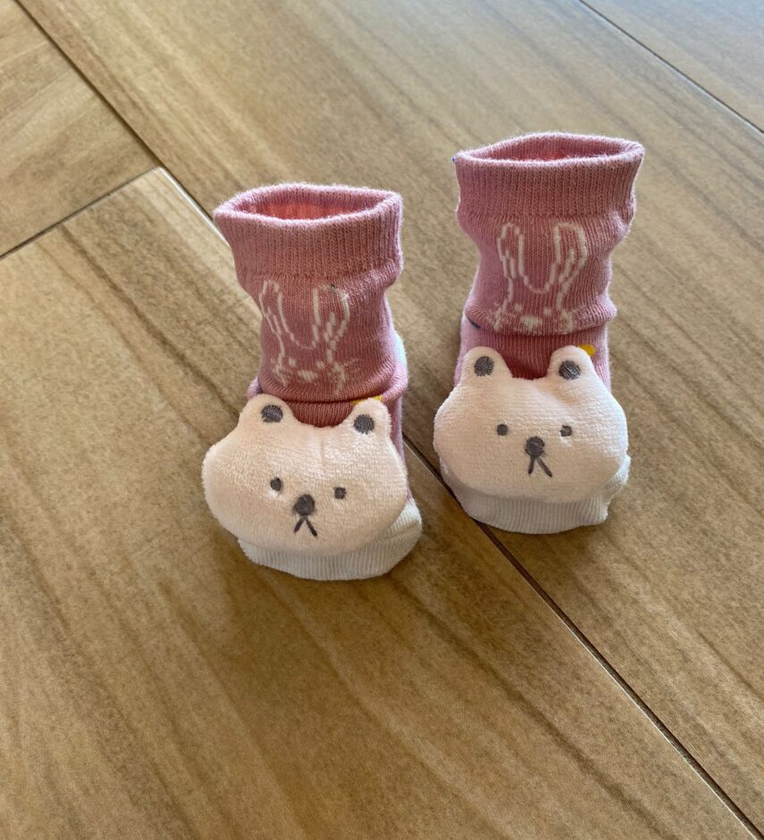 fernandaramoskids com br Meia Infantil Feminina Antiderrapante Rosé com Bichinho1