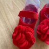 fernandaramoskids com br Meia Infantil Feminina Sapatilha Vermelha com Detalhe em Flor2