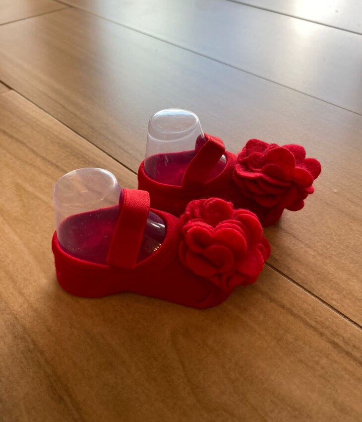 fernandaramoskids com br Meia Infantil Feminina Sapatilha Vermelha com Detalhe em Flor3