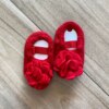 fernandaramoskids com br Meia Infantil Feminina Sapatilha Vermelha com Detalhe em Flor4