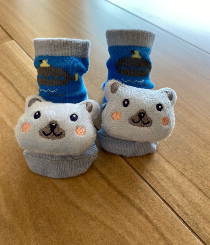 fernandaramoskids com br Meia Infantil Masculina Antiderrapante Azul com Gatinho1
