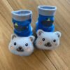 Meia Infantil Masculina Antiderrapante Azul com Gatinho Fernanda Ramos KIds