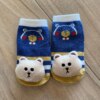 fernandaramoskids com br Meia Infantil Masculina Antiderrapante Azul com Listras Ursinho2