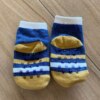 fernandaramoskids com br Meia Infantil Masculina Antiderrapante Azul com Listras Ursinho4