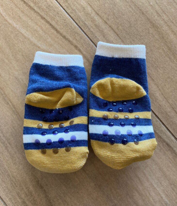fernandaramoskids com br Meia Infantil Masculina Antiderrapante Azul com Listras Ursinho4