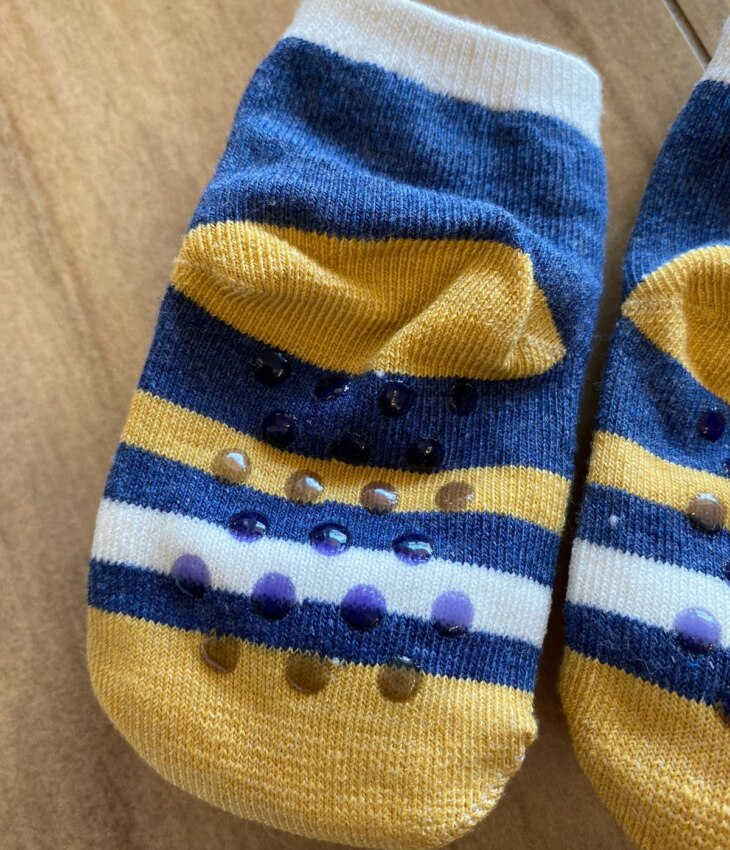 fernandaramoskids com br Meia Infantil Masculina Antiderrapante Azul com Listras Ursinho5
