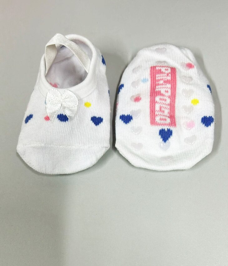Meia Infantil Sapatilha Feminina Antiderrapante com Corações Fernanda Ramos Kids