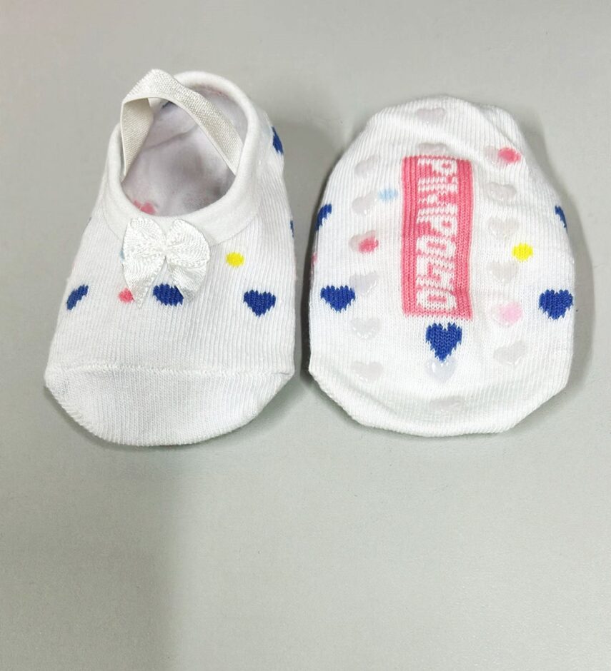 Meia Infantil Sapatilha Feminina Antiderrapante com Corações Fernanda Ramos Kids