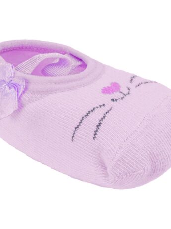 Meia Infantil Sapatilha Feminina Antiderrapante Lilás Estampada Fernanda Ramos Kids