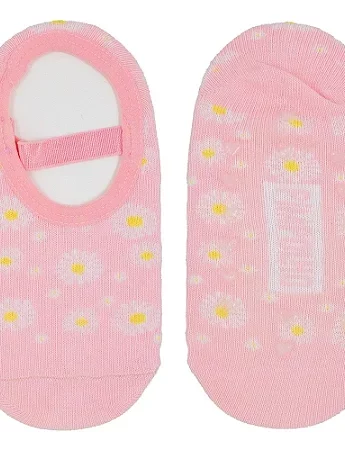 Meia Infantil Sapatilha Feminina Antiderrapante Rosa Estampada Fernanda Ramos Kids