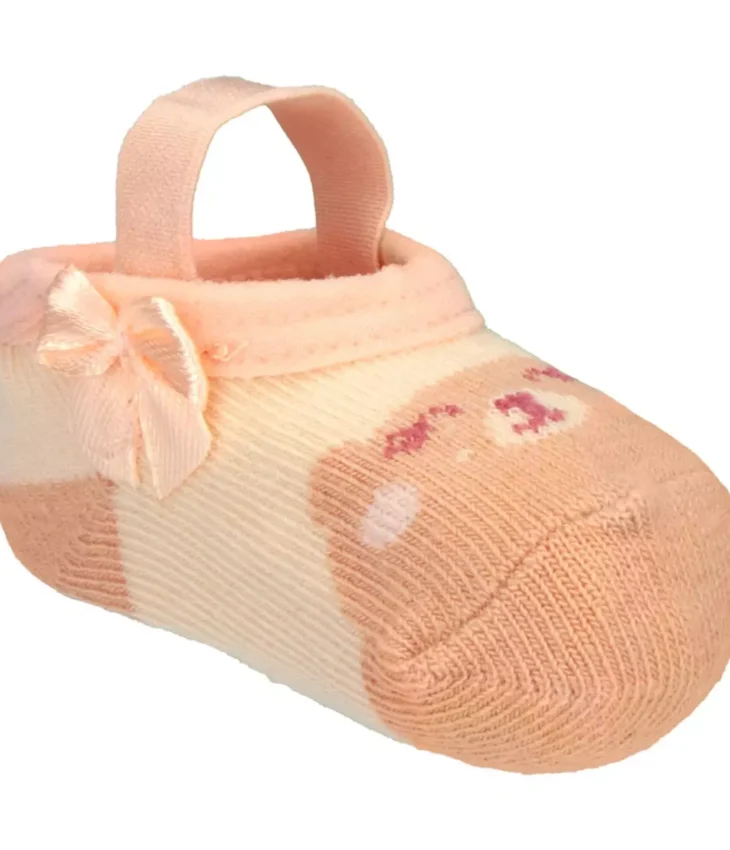 Meia Infantil Sapatilha Feminina Salmão Estampada Fernanda Ramos Kids