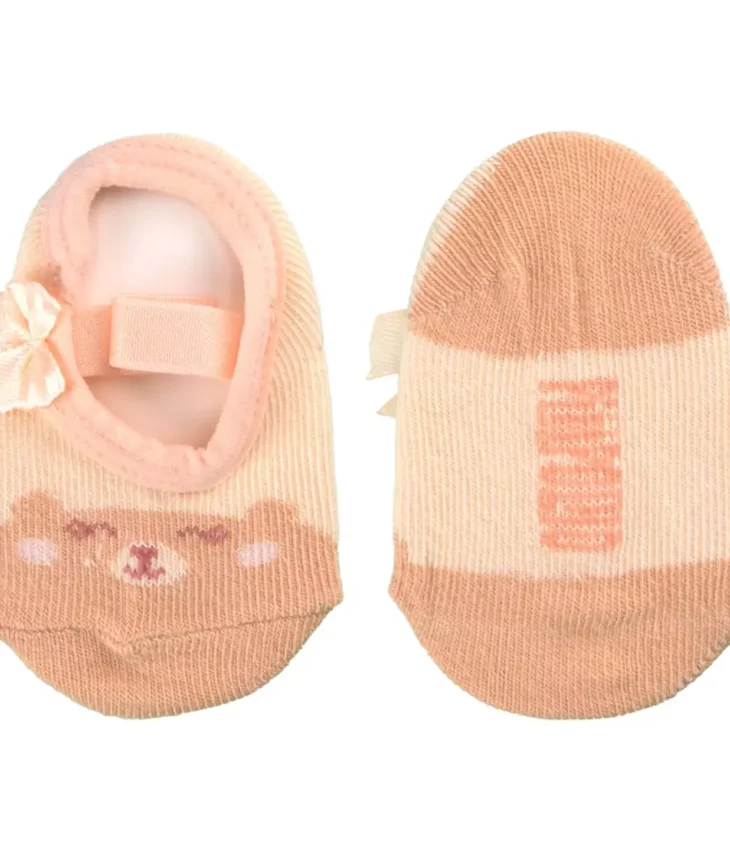 Meia Infantil Sapatilha Feminina Salmão Estampada Fernanda Ramos Kids
