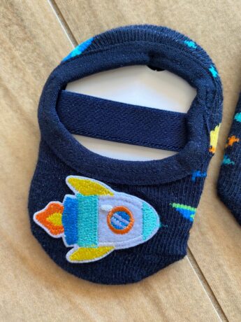 fernandaramoskids com br Meia Infantil Sapatilha Foguete Azul Marinho1