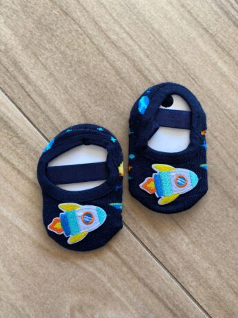 Meia Infantil Sapatilha Foguete Azul Marinho Fernanda Ramos Kids