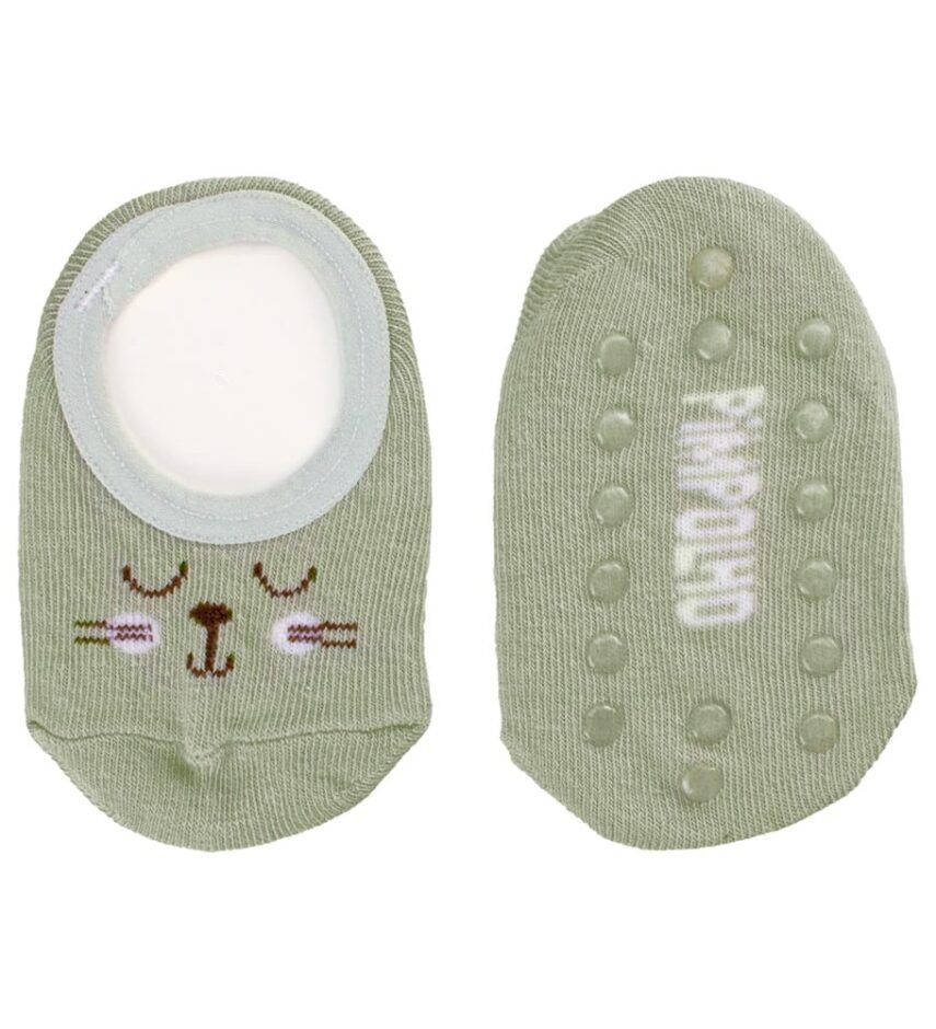 Meia Infantil Sapatilha Masculina Antiderrapante Gatinho Fernanda Ramos kids