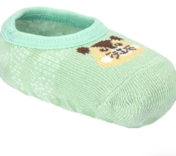 Meia Infantil Sapatilha Masculina Antiderrapante Verde Estampada Fernanda Ramos Kids