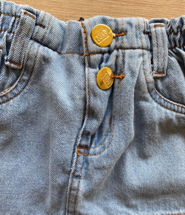 fernandaramoskids com br Saia Infantil Feminina Jeans Curta com Dois Botões1