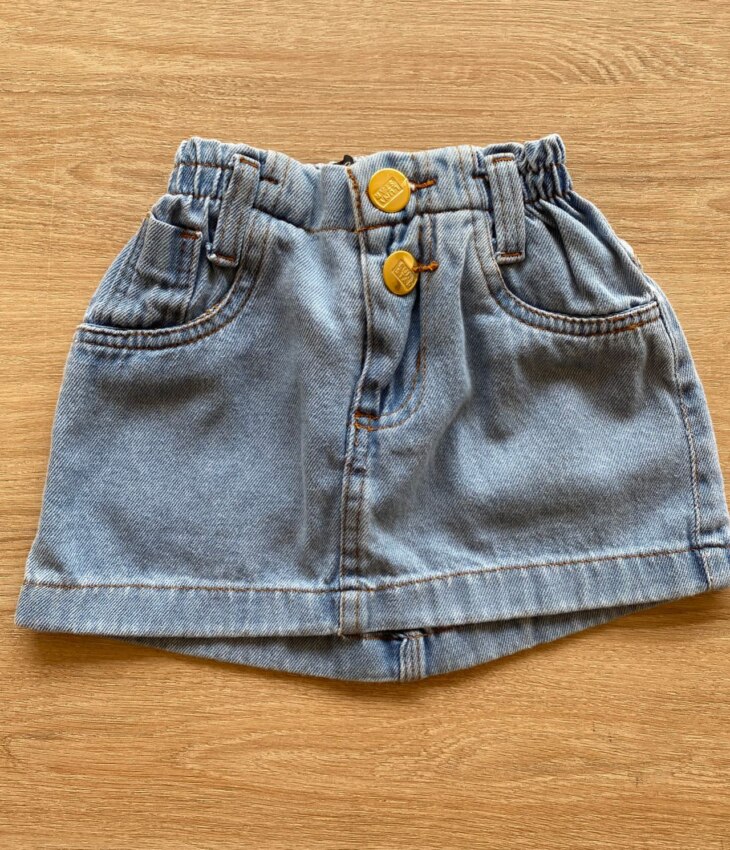 Saia Infantil Feminina Jeans Curta com Dois Botões Fernanda Ramos Kids