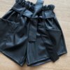 fernandaramoskids com br Short Infantil Feminino Couro Eco Preto com Amarração1