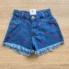 Short Infantil Feminino Jeans com Detalhe Bordado de Coração Pink Fernanda Ramos Kids