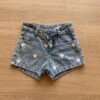 Short Infantil Feminino Jeans com Detalhe Bordado de Coração Rosa Fernanda Ramos Kids