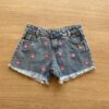Short Infantil Feminino Jeans com Detalhe Bordado de Flor Fernanda Ramos Kids