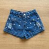 Short Infantil Feminino Jeans Destroyd com Pedrarias Fernanda Ramos Kids