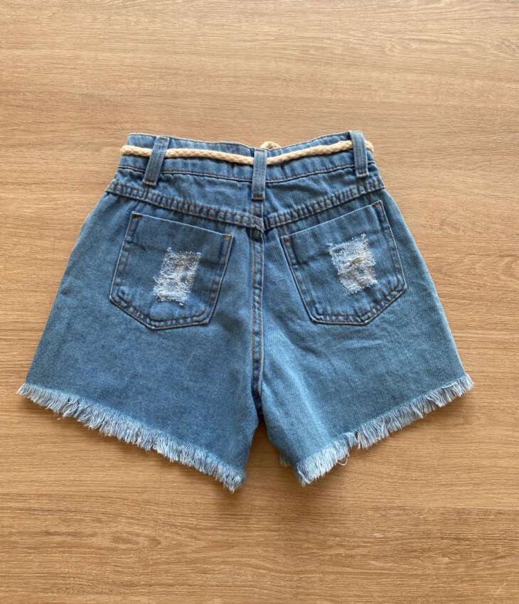 fernandaramoskids com br Short Infantil Feminino Jeans Destroyed com Cordão1