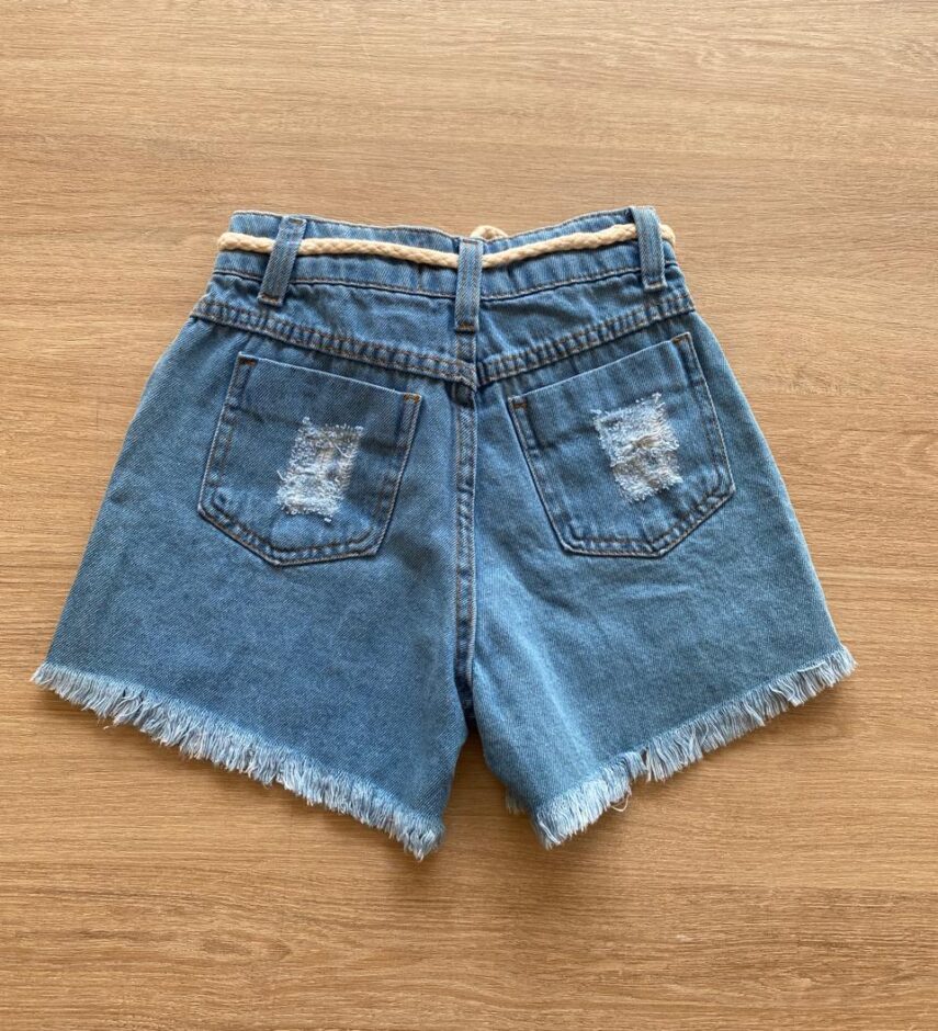 fernandaramoskids com br Short Infantil Feminino Jeans Destroyed com Cordão1
