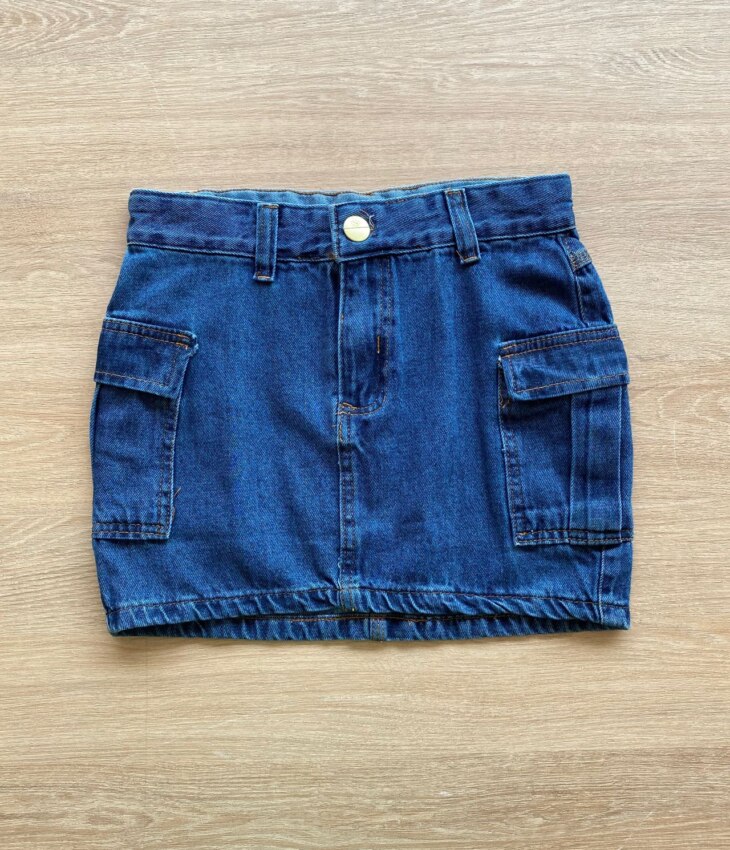 Short Saia Cargo Infantil Feminino Jeans Fernanda Ramos Kids