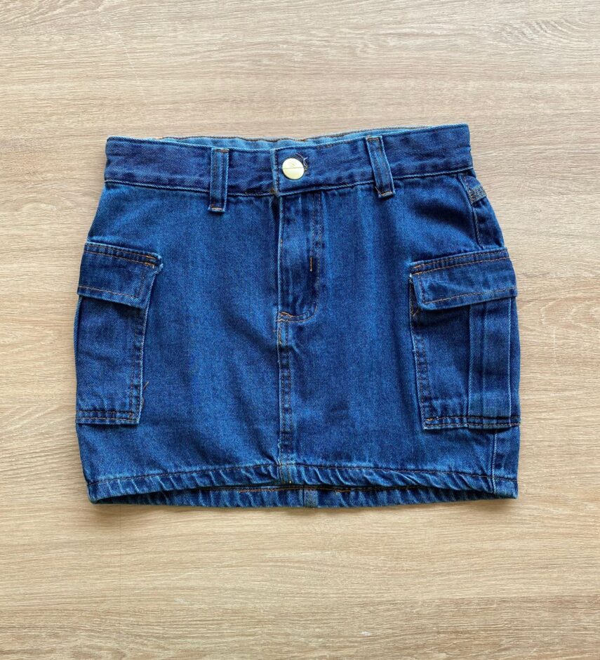 Short Saia Cargo Infantil Feminino Jeans Fernanda Ramos Kids