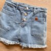 fernandaramoskids com br Short Saia Comfort Infantil Feminino Jeans com Bolsos e Botões1
