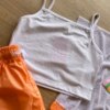 fernandaramoskids com br Trijunto Infantil Feminino Top Alça, Short Laranja e Sobreposição1