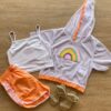 Trijunto Infantil Feminino Top Alça, Short Laranja e Sobreposição Fernanda Ramos Kids