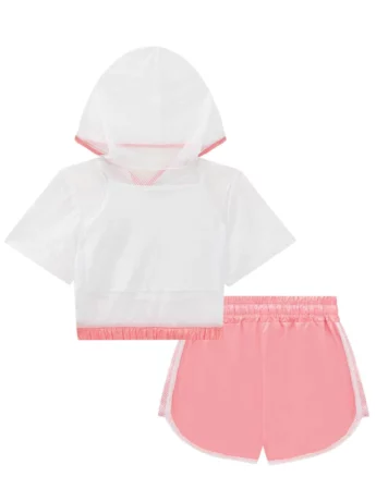 Trijunto Infantil Feminino Top Alça, Short Rosa e Sobreposição Fernanda Ramos Kids