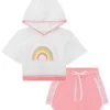 Trijunto Infantil Feminino Top Alça, Short Rosa e Sobreposição Fernanda Ramos Kids