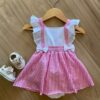 Vestido Body Infantil Feminino Xadrez Rosa Fernanda Ramos Kids